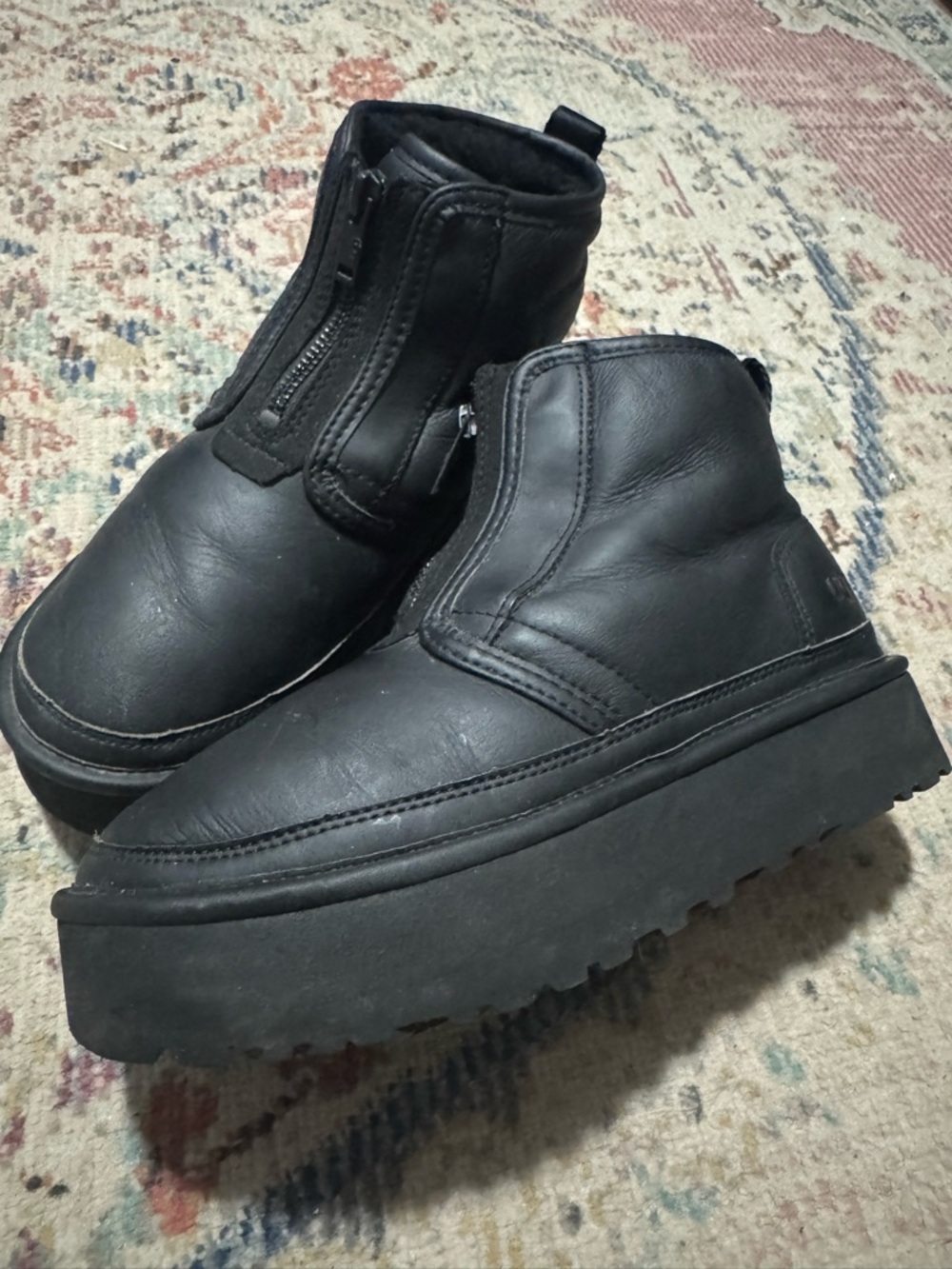 UGG Women's Neumel Platform Zip boots in Ultra Matte Black